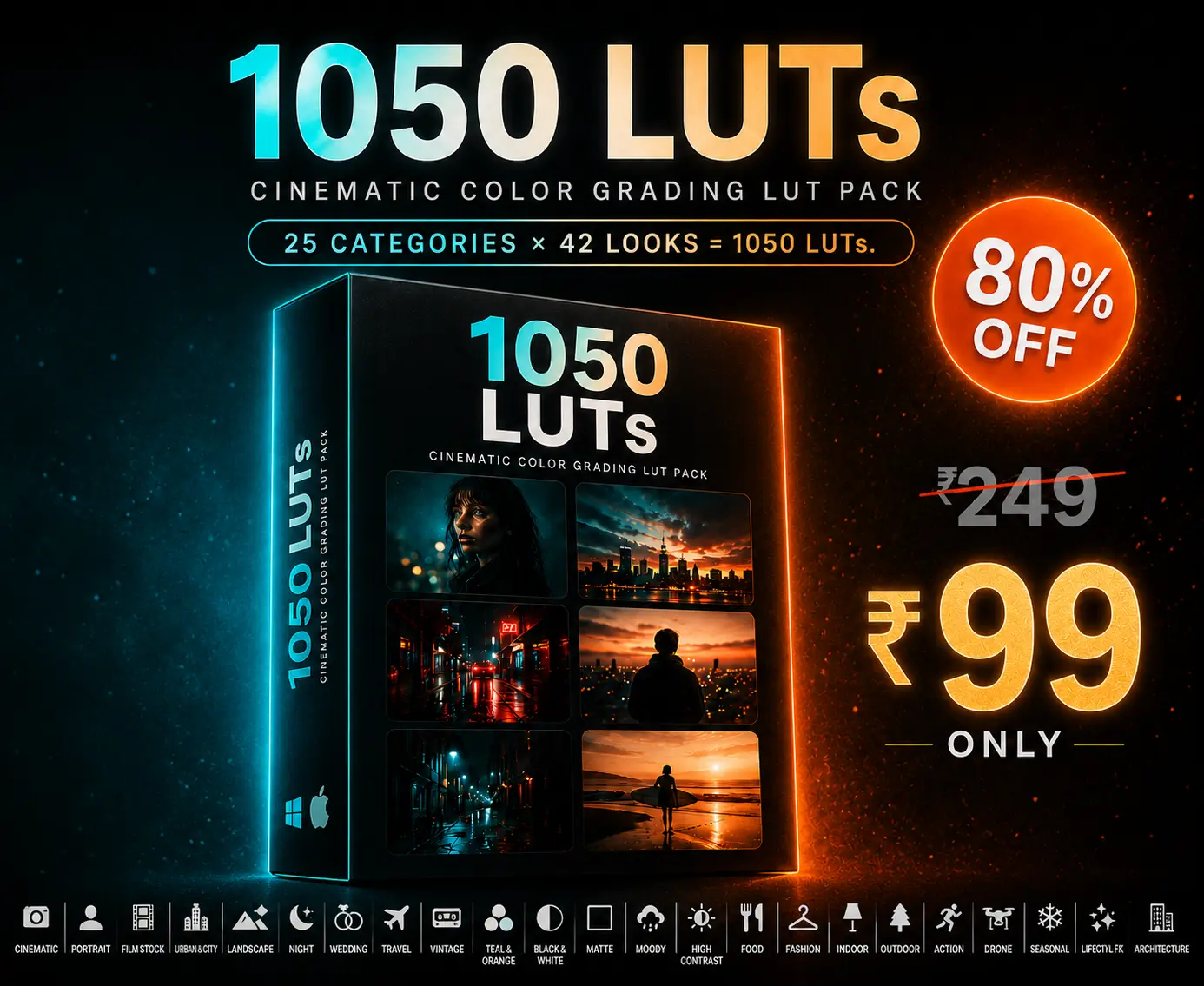 1000+ Cinematic LUTs pack