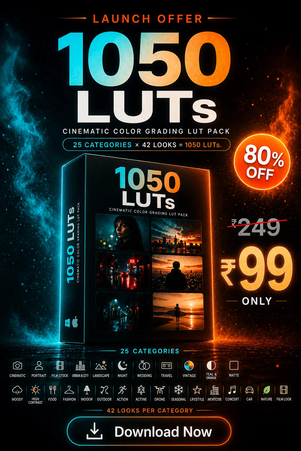 Cinematic LUT look example 1