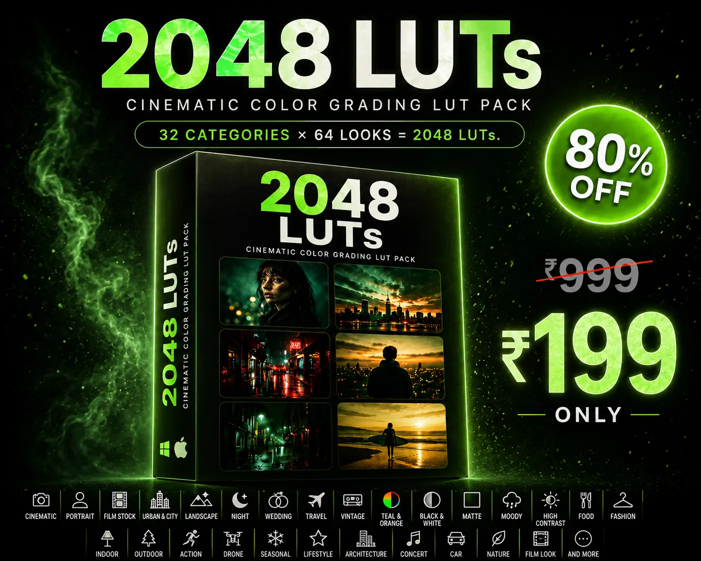 2000+ Cinematic LUTs pack