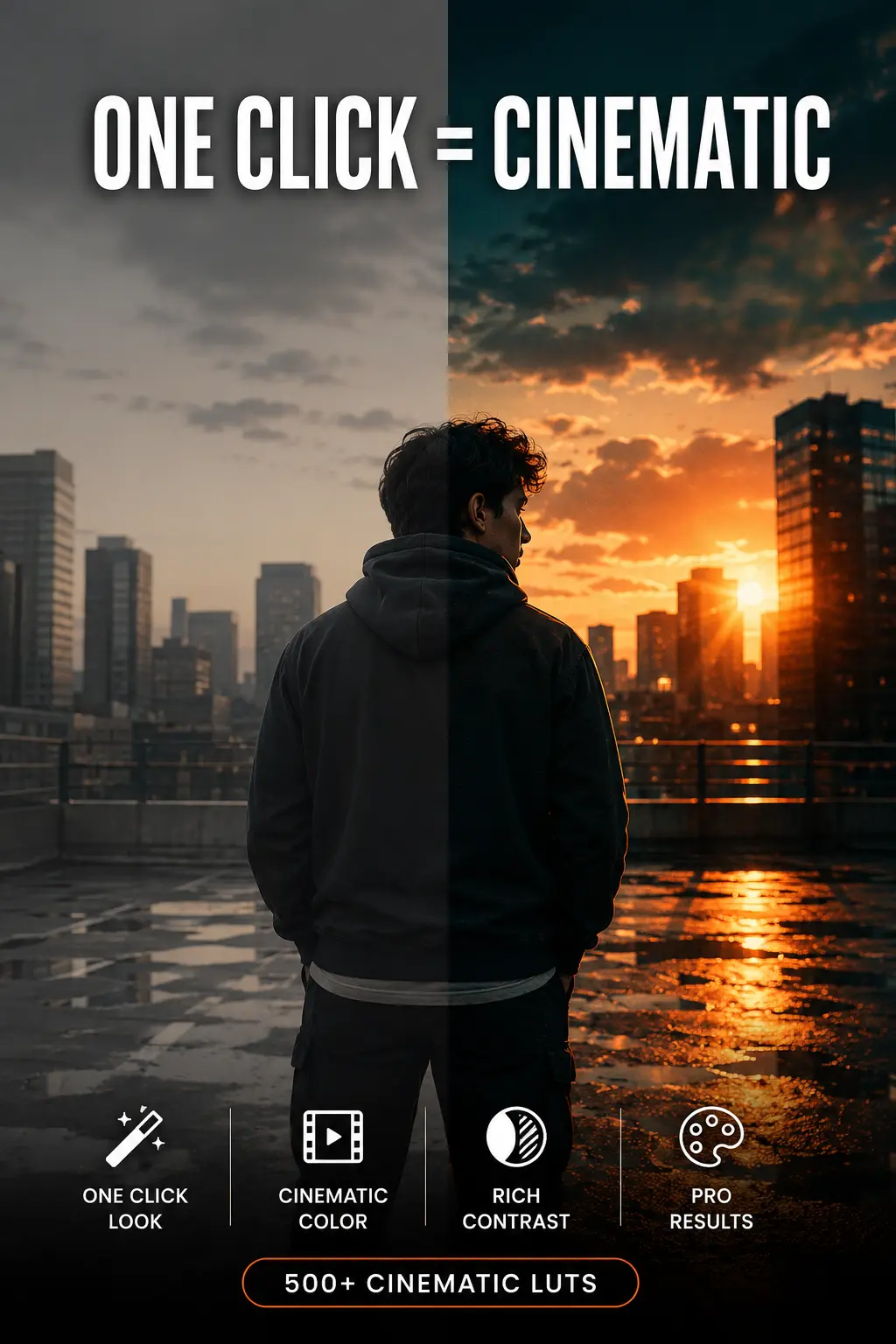 500+ cinematic LUTs across 80+ categories
